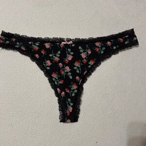 Victoria's Secret Black Floral Lace Panties